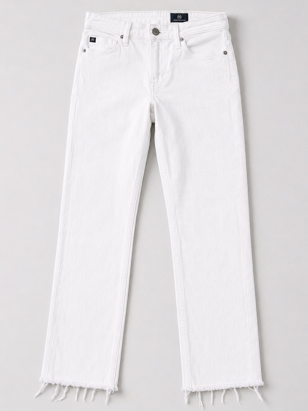 Ag Adriano Goldschmied White Straight-Leg Jeans